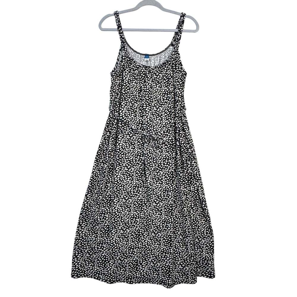 Old Navy Black Dots Sleeveless Tie-Waist Nursing Midi Swing Dress Size Medium